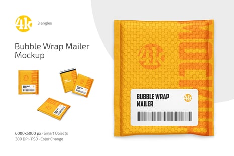 Bubble Wrap Mailer Mockup Set
