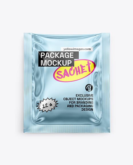 Glossy Metallic Sachet Mockup - Coffee mockup