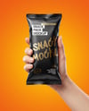 Matte Snack Package in a Hand Mockup
