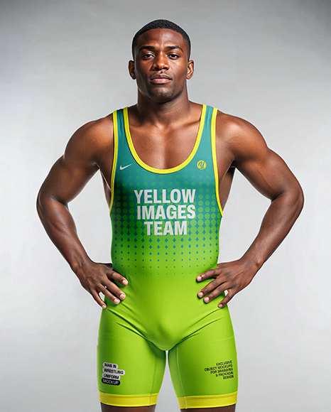 Afro-American Man Wearing Wrestling Uniform Mockup