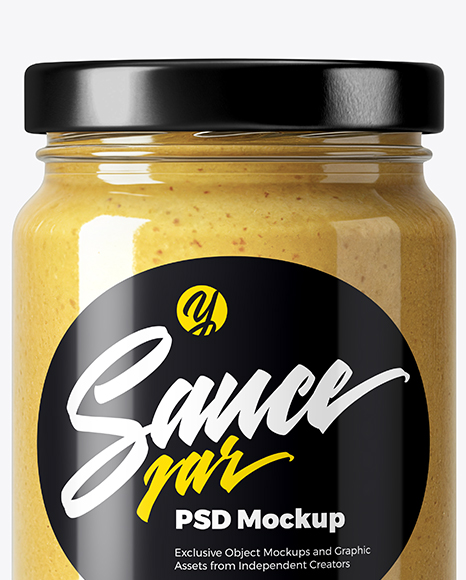 Glass Jar with Dijon Mustard Mockup