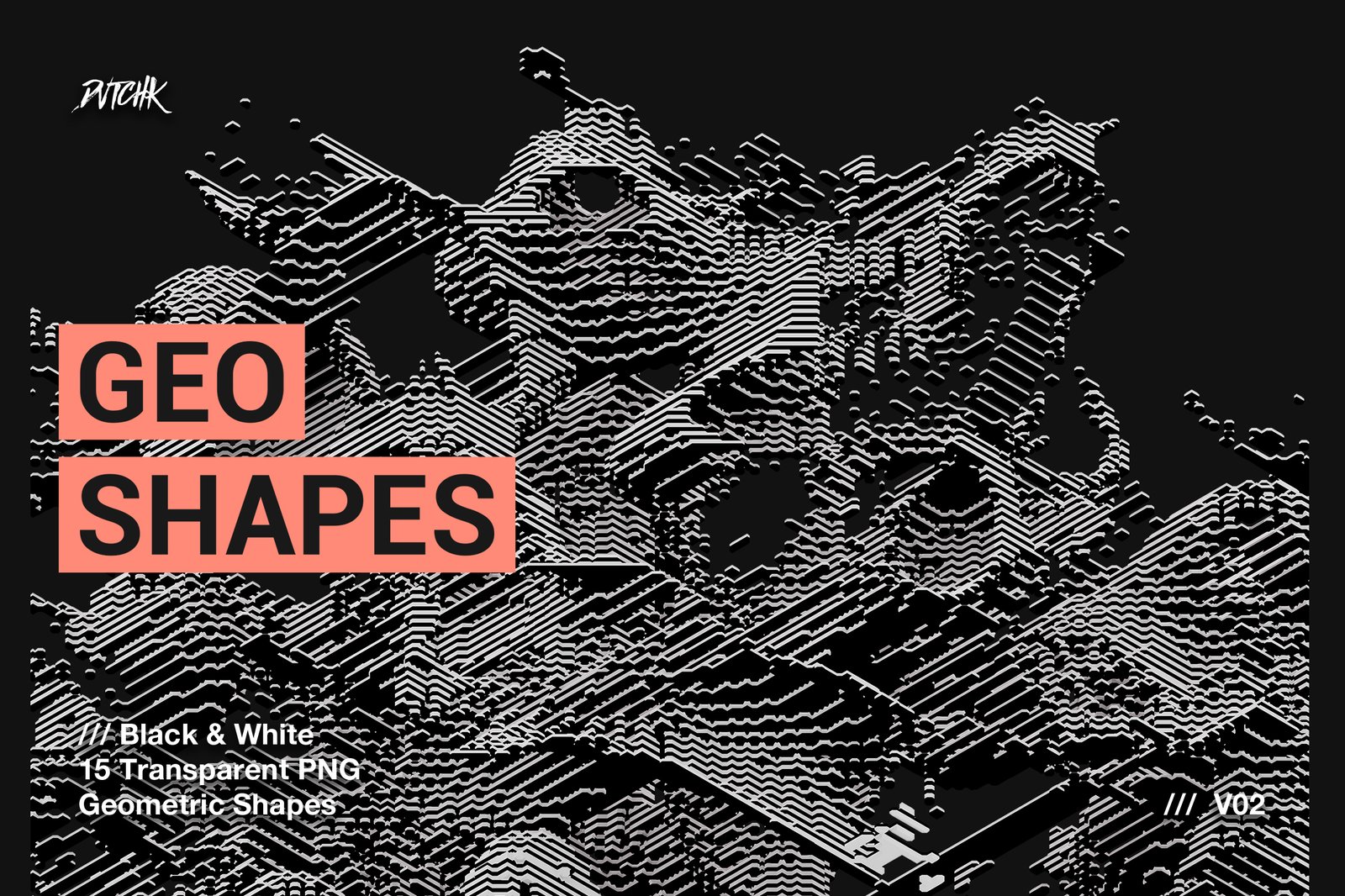 Black &amp; White Transparent Geometric Shapes | V02