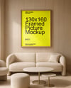 Poster with a Wooden Frame in a Living Room Mockup