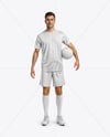 Soccer Player Wearing Jersey and Shorts Mockup