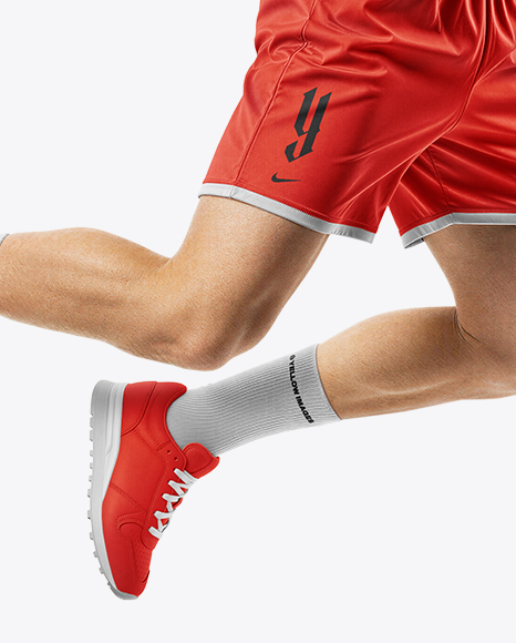 Man Wearing Full Volleyball Kit with Ball Mockup