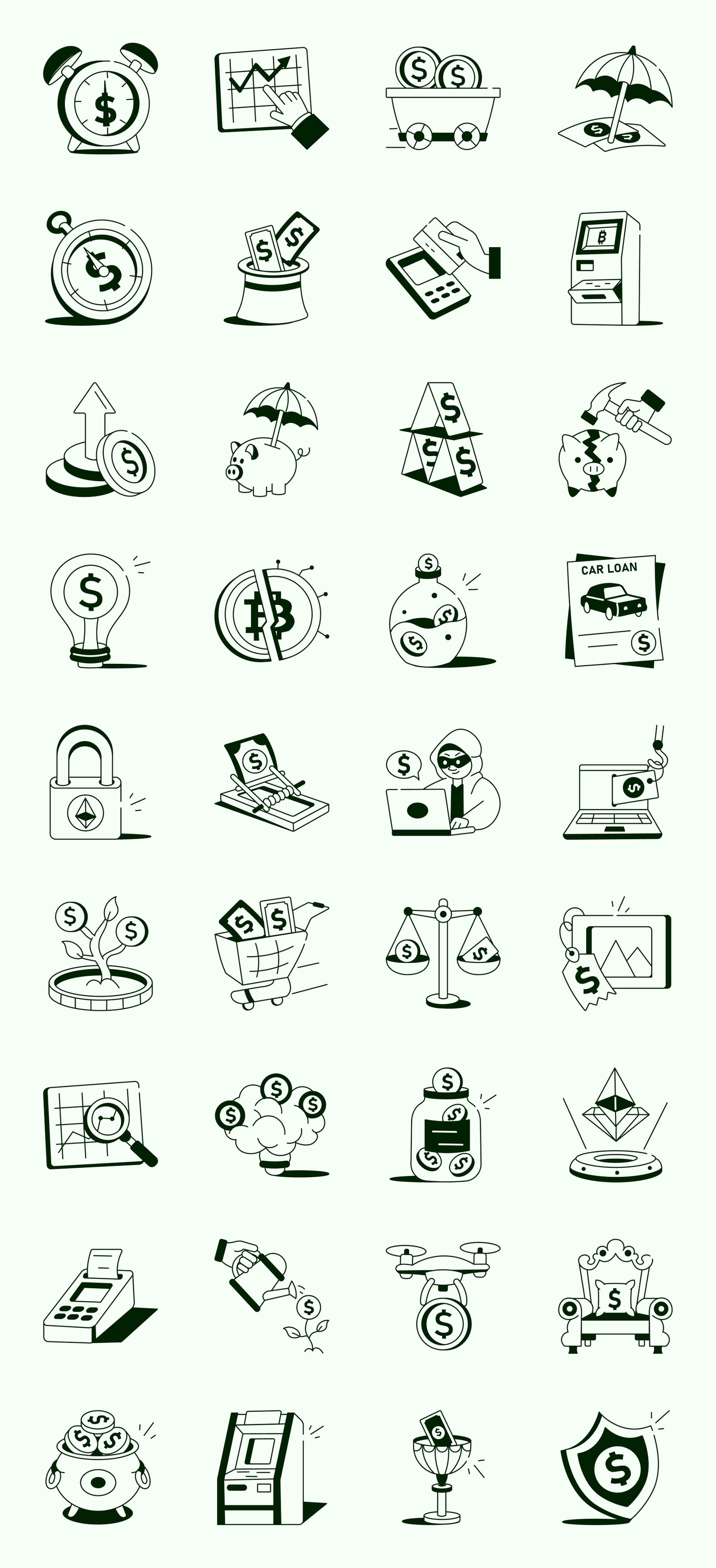 Money Drawing Illustration Set