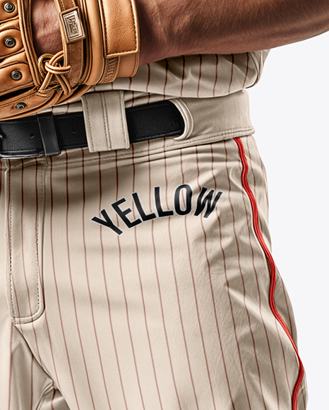 Man Wearing a Full Baseball Kit with Pitcher's Glove Mockup