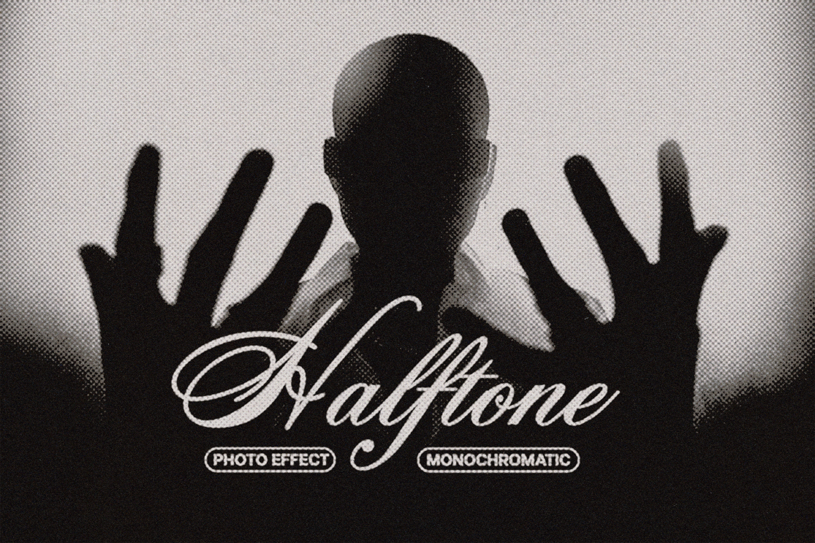 Monochromatic Halftone Photo Effect