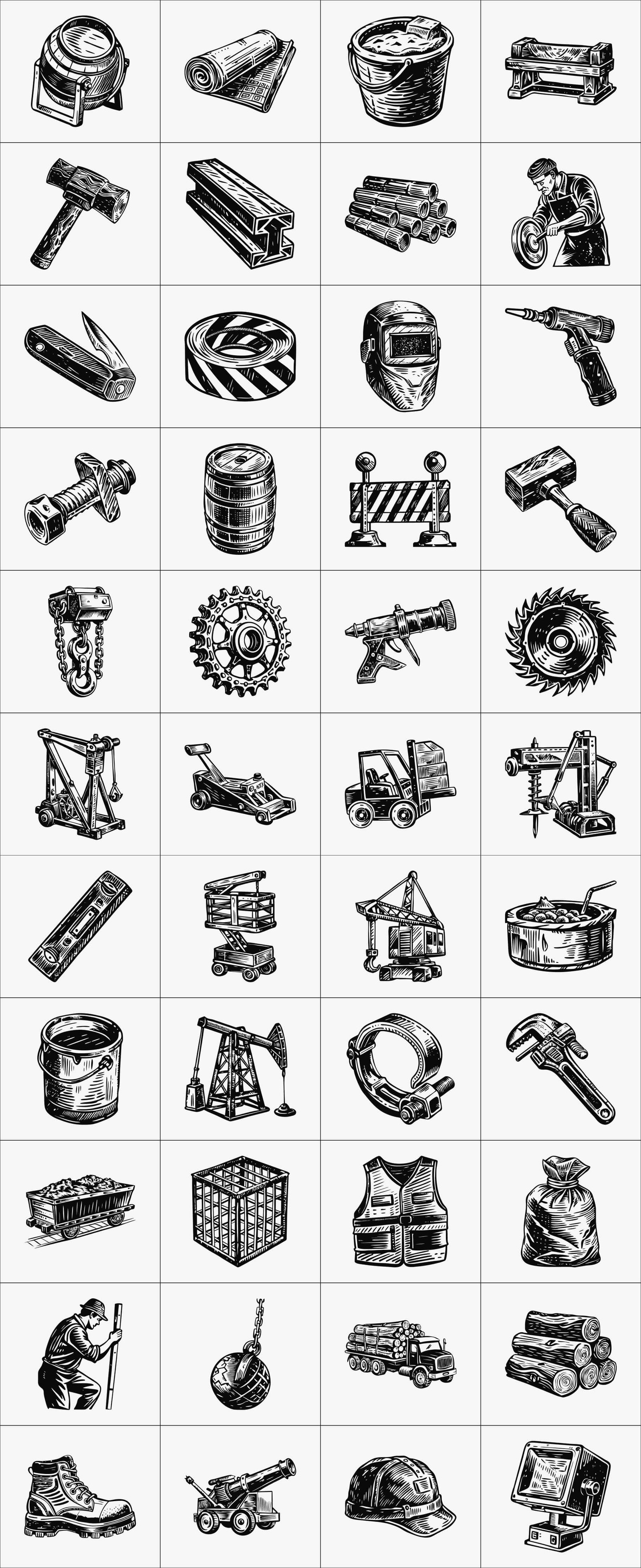 Vintage Construction Art Set