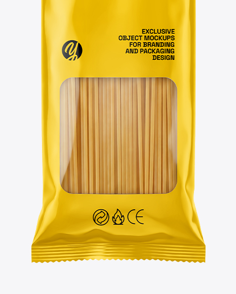 Glossy Package with Pasta Mockup