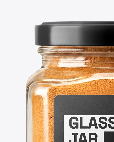 Clear Glass Jar with Cinnamon Powder Mockup