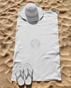 Beach Blanket with Straw Hat and Flip-Flops Mockup