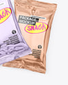 Two Glossy Metallic Snack Packages Mockup