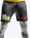Male UFC Fighter Wearing Hoodie & Shorts over Tights Mockup