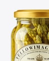 Clear Glass Jar with Pickled Asparagus Mockup