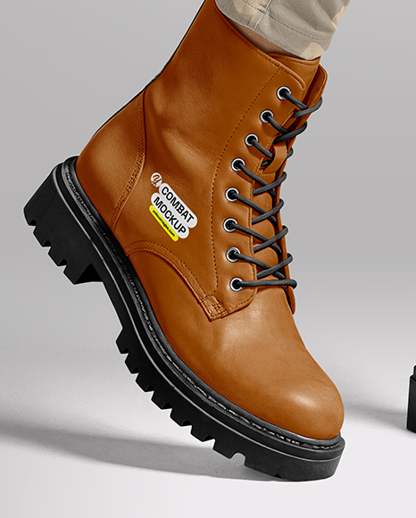 Combat Boots on Women's Legs with Leggings Mockup