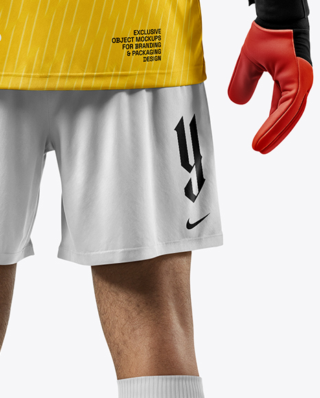Soccer Goalkeeper Wearing Long Sleeve Jersey and Shorts Mockup