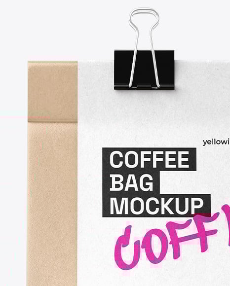 Kraft Coffee Bag Mockup with Clip – Front View