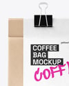 Kraft Coffee Bag Mockup with Clip – Front View