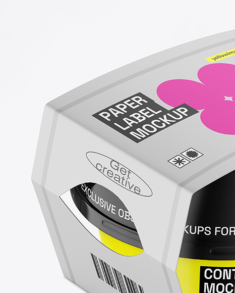 Glossy Plastic Container With Label Mockup