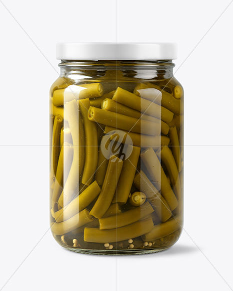 Glass Jar with Pickled Green Beans Mockup