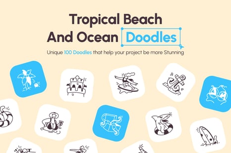 Tropical Beach and Ocean Doodles - Graphics