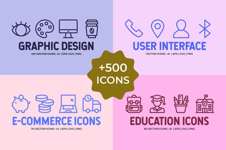 Mega Bundle: 500+ Vector Line Icons - Graphics