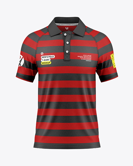 Men's Raglan Polo Shirt Mockup - Front View