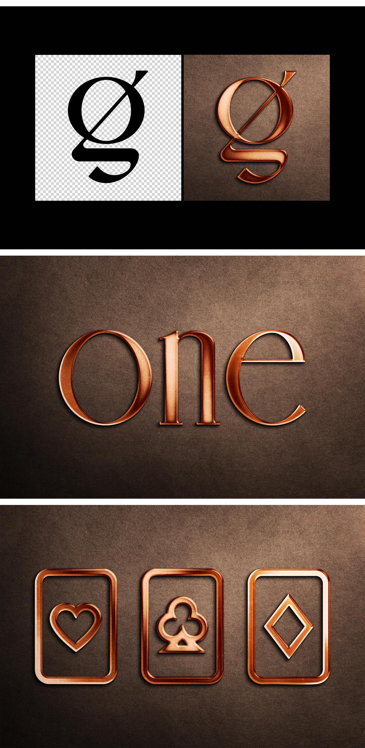 Realistic Bronze Text &amp; Logo Mockup