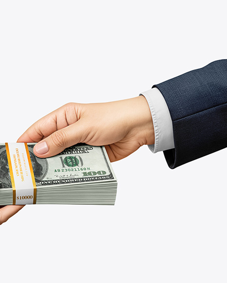 Money Stack in Hands Mockup