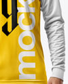 Man Wearing Long Sleeve Raglan Soccer Jersey and Shorts Mockup