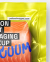 Clear Plastic Flow-Pack with Salmon Fillet Steak Mockup
