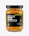 Clear Glass Jar with Hot Pepper Jelly Mockup