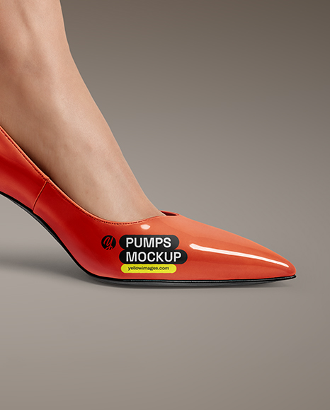Pair of Pumps on Woman's Legs with Dress Mockup