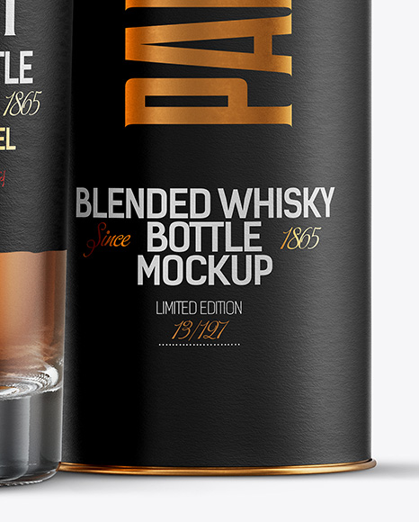 Tall Whiskey Bottle with Tube Mockup