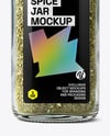 Glass Spice Jar with Dried Basil Mockup