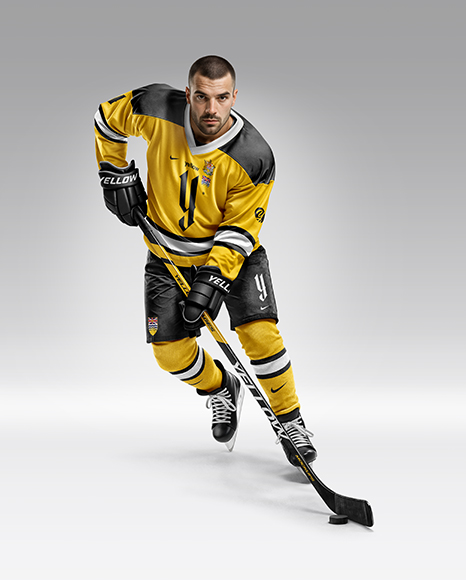 Man Wearing Full Ice Hockey Kit Mockup