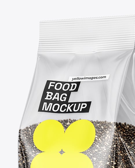 Transparent Package with Chia Seeds Mockup