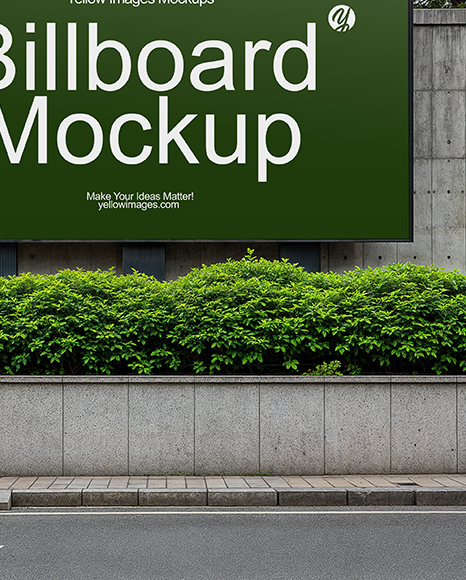 Outdoor Billboard on Concrete Wall Mockup