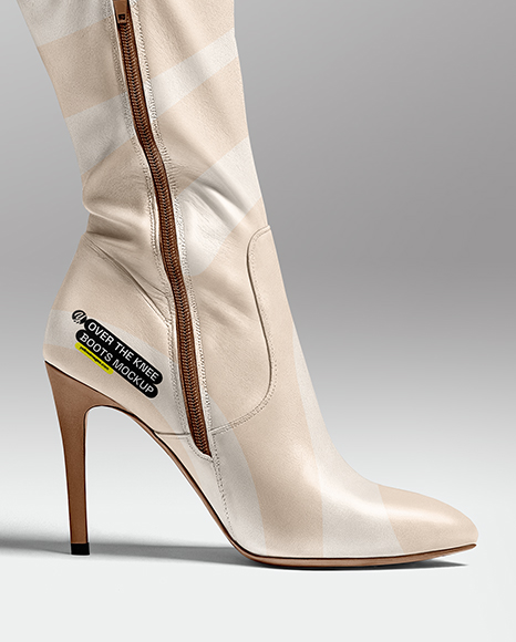 Pair of Over-The-Knee Boots on Women's Legs with Jeans Mockup