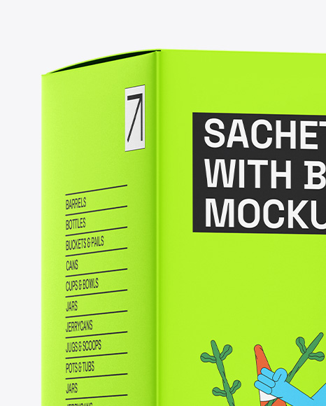 Sachet with Box Mockup