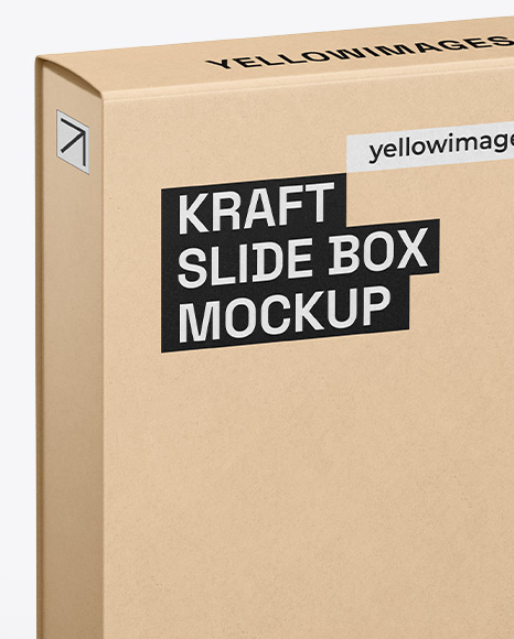 Kraft Slide Boxes Mockup – Half Side View