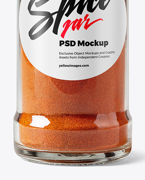 Clear Glass Spice Jar with Sweet Paprika Mockup