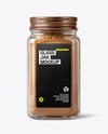Clear Glass Square Jar with Ground Nutmeg Mockup