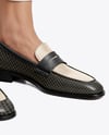 Pair of Leather Loafers on Woman's Legs Mockup