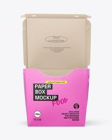 Opened Kraft Paper Food Box Mockup - Food mockup