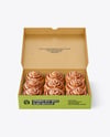 Opened Kraft Box W/ Cinnamon Buns Mockup