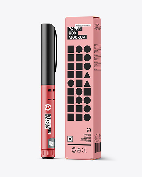 Matte Insulin Pen with Box Mockup