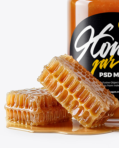 Glass Jar with Rosewood Honey Mockup
