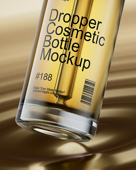 Clear Dropper Bottle with Oil Mockup
